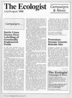 Resurgence & Ecologist – Campaigns & News July-August 1998